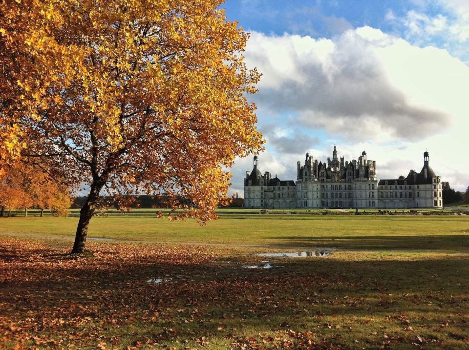 Exterior of the Château in Autumn at Domaine des Lys Luxury Hotel in the Pays de la Loire in Ancenis